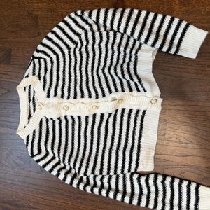 SHEIN Black and White Striped Cardigan